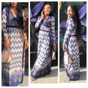 Emerald Zig-Zag Maxi Dress